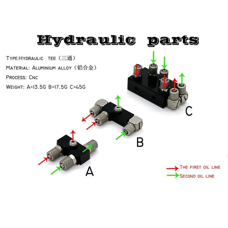 Conector rápido de cilindro hidráulico CNC de aleación de aluminio para 1/14 Tamiya RC camión remolque Scania 770S Actros Volvo MAN LESU piezas