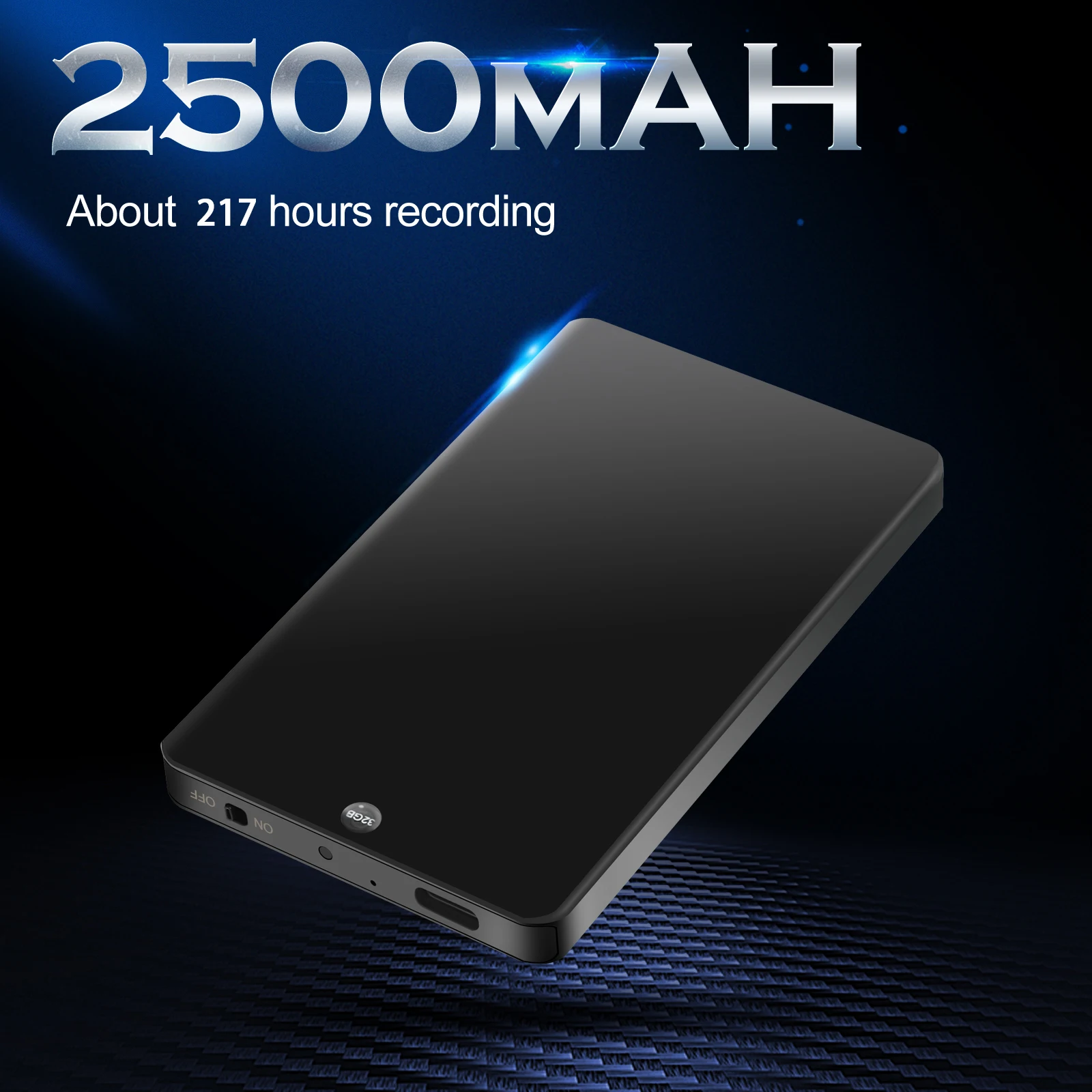 Grabadora de voz de Audio Digital portátil recargable profesional V66, opción de un botón, memoria interna, dictáfono de 64GB y 128G