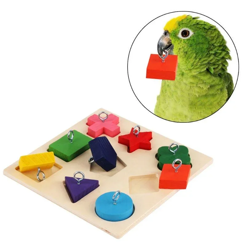 Juguetes educativos para loros, juguetes de entrenamiento interactivos para loros, bloques de madera, rompecabezas para pájaros, suministros para pájaros
