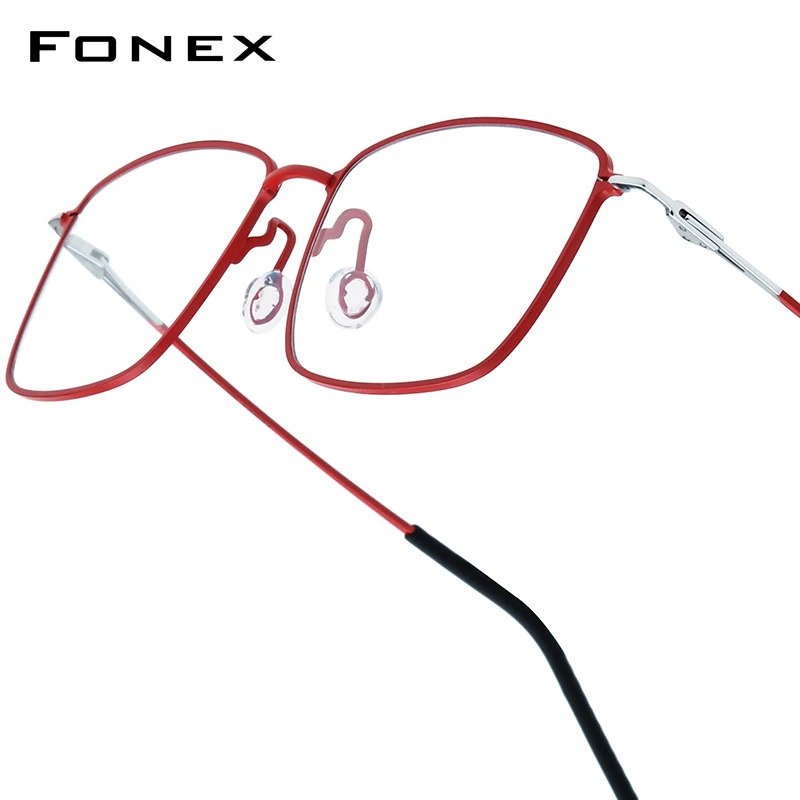 Montura de gafas de titanio FONEX para hombre, diseño de marca, gafas cuadradas coreanas japonesas ultraligeras, gafas sin tornillos Morten, gafas de Dinamarca 5913