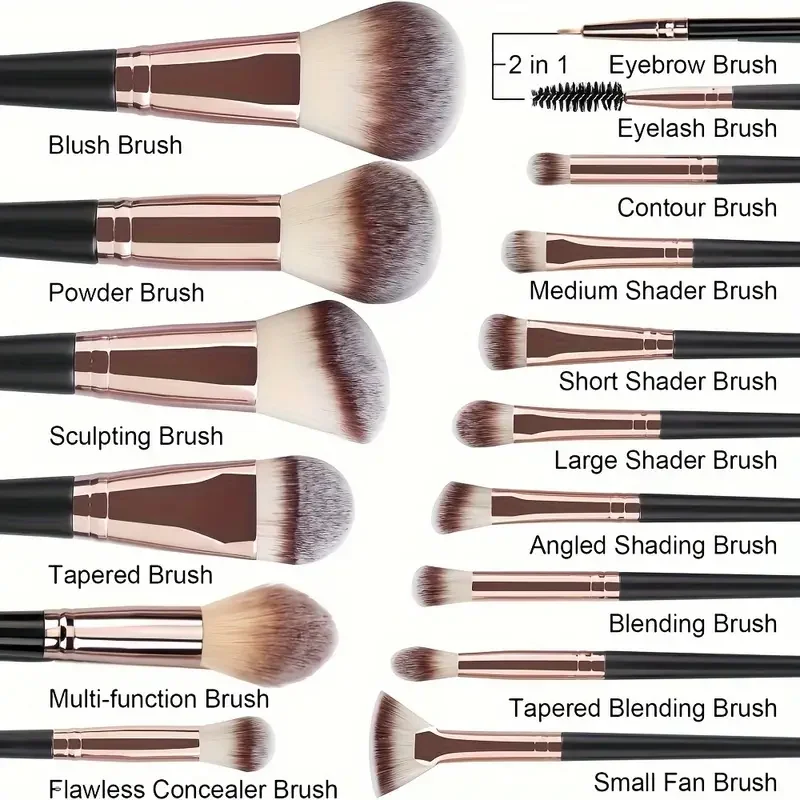 Juego de Brochas de Maquillaje Profesional de 3/20 Piezas, Brochas Suaves y Esponjosas para Sombras de Ojos, Base, Corrector, Difuminador, Colorete, Brocha Kabuki, Herramienta de Belleza para Mujer
