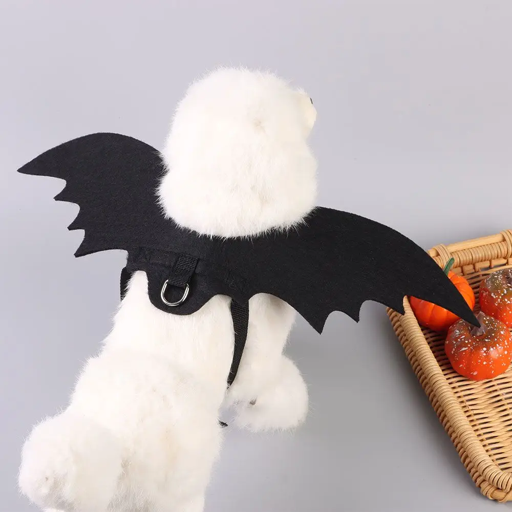 Disfraz de alas de murciélago para mascotas, vestido de fiesta de Halloween para perros y gatos, ropa divertida y fresca para cachorros y gatitos, accesorio de Cosplay con agujero de fijación de cuerda de tracción