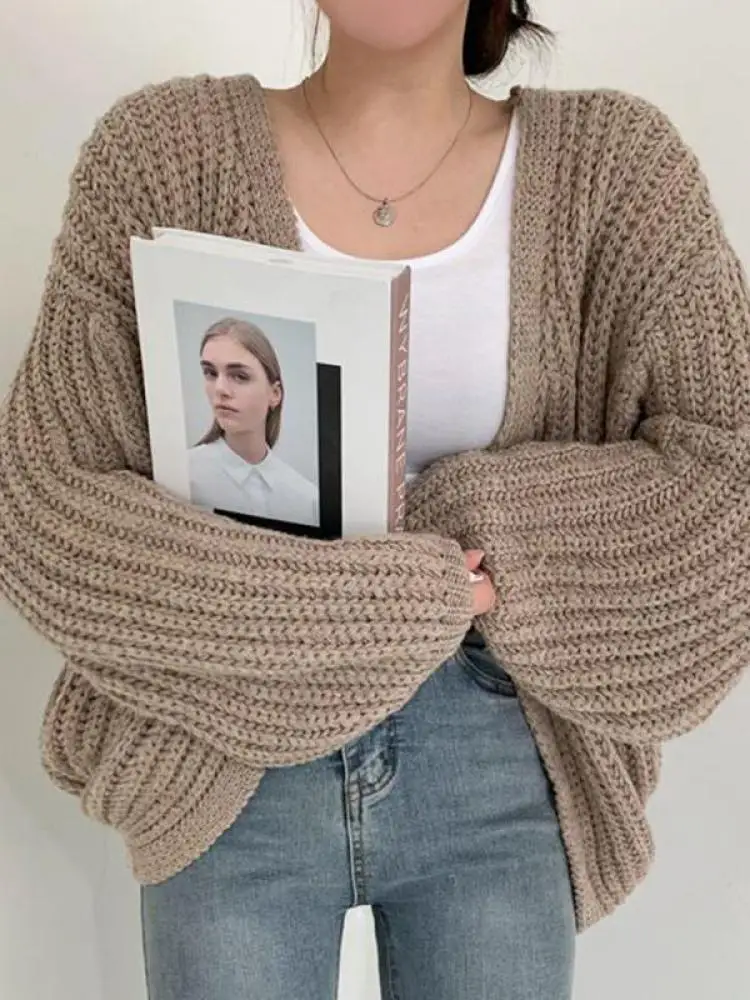 Cárdigan de Mujer Estilo Harajuku Vintage 2026 con Mangas Farol, Suéter Casual Coreano para Otoño, Ropa Urbana Chic, Suéter Y2K