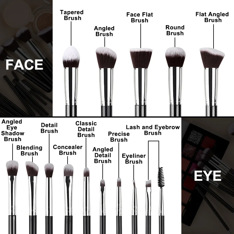 Set Profesional de 14 Brochas de Maquillaje Suaves y Esponjosas para Base, Sombra de Ojos, Corrector, Difuminado y Colorete, Brocha Kabuki, Herramientas de Belleza para Mujer