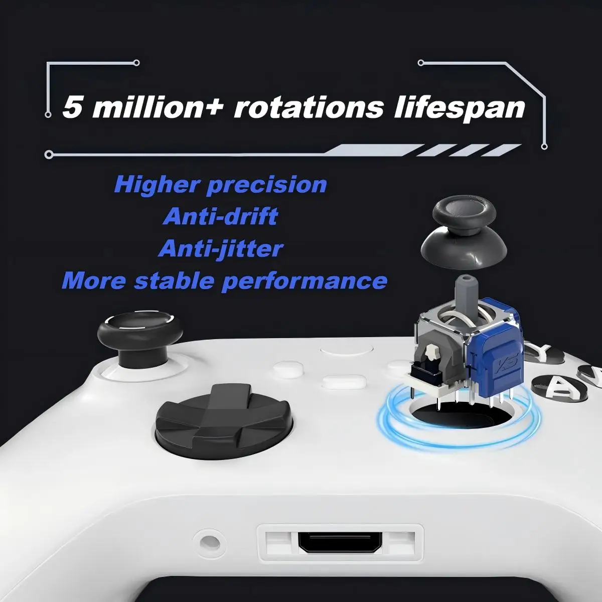 Para PS5 PS4 XBOX Series controlador 3D analógico Thumbstick k-plata JS13 PRO + TMR Joystick sin deriva Gamepad accesorios de repuesto