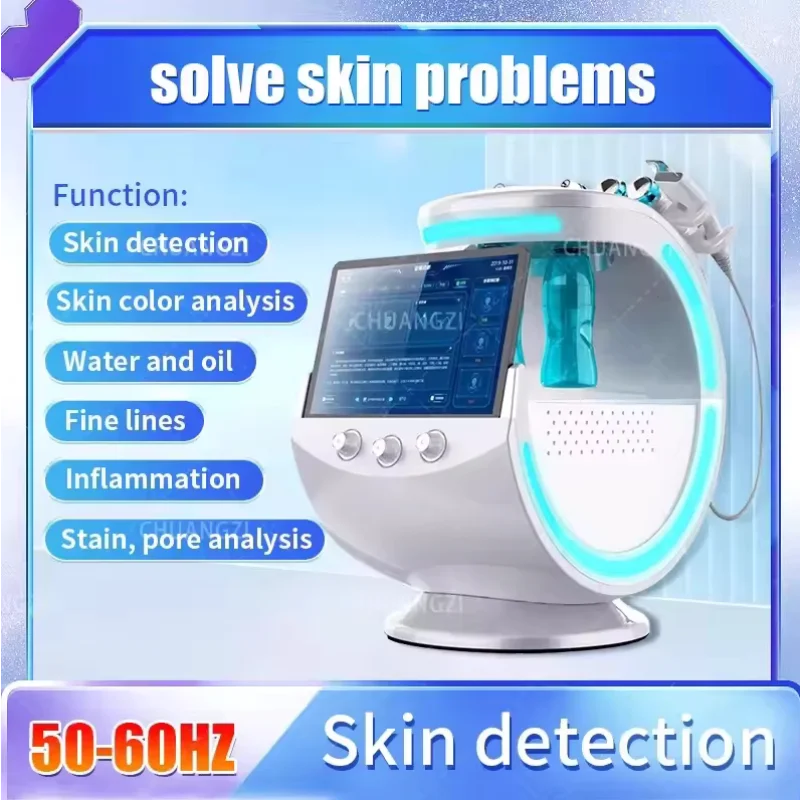 Dispositivo Facial 7 en 1 para el Cuidado de la Piel, Rejuvenecimiento Ultrasónico, Dermoabrasión, Oxígeno Hiperbárico, Limpieza Profunda y Depilación