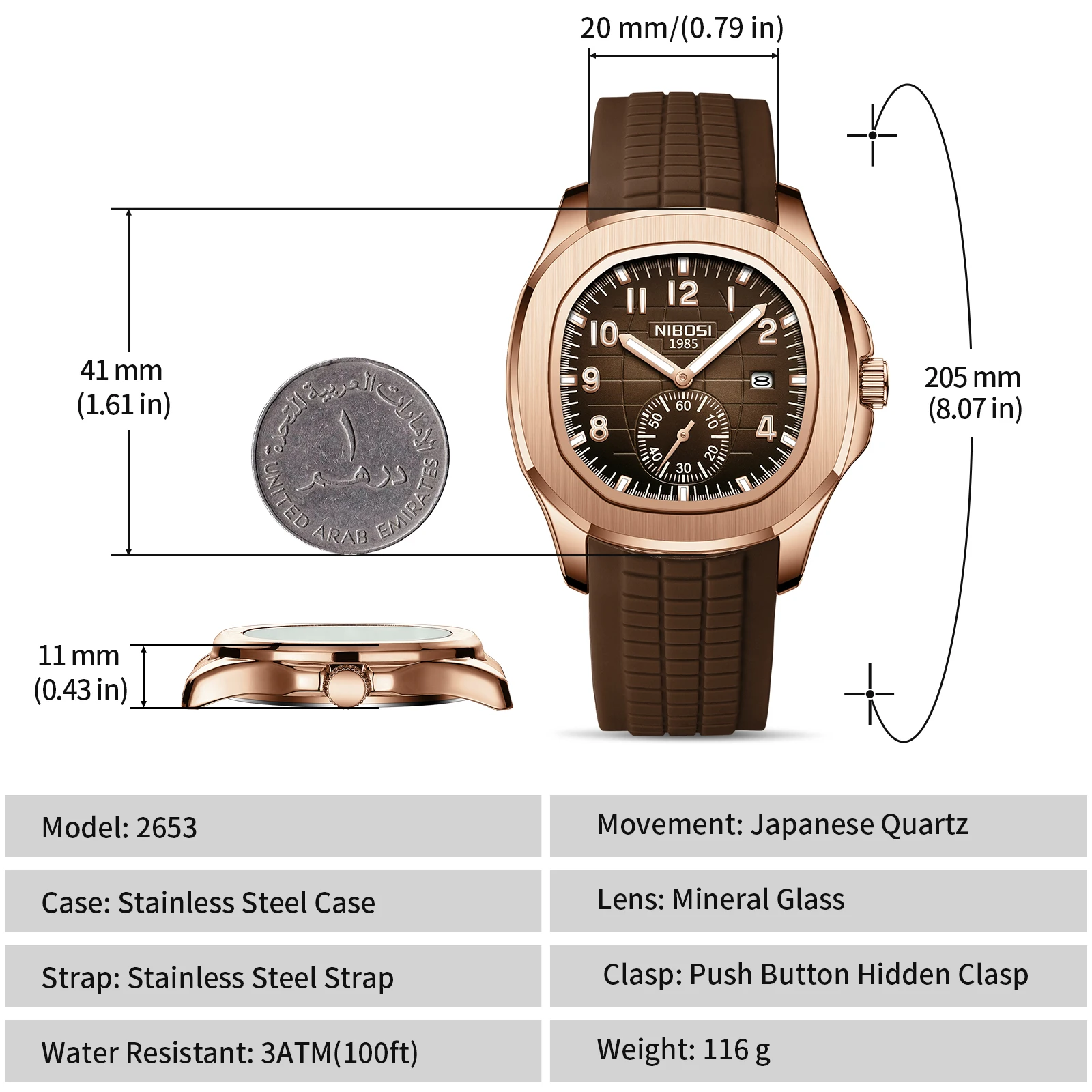 Relojes NIBOSI para hombre, reloj militar analógico con calendario, correa de silicona negra, relojes de pulsera impermeables para hombre, diseño minimalista