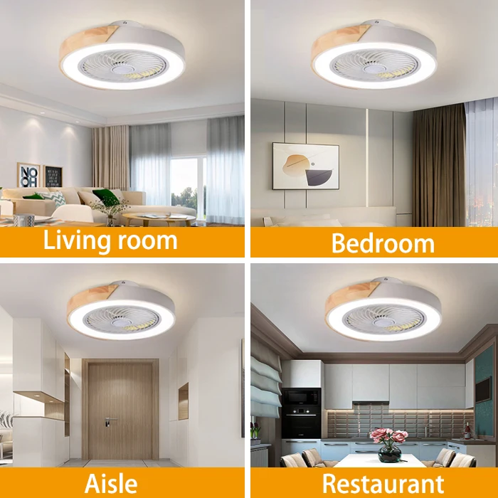 Ventiladores de techo inteligentes con luz para sala de estar, comedor, aspas reversibles, 6 velocidades, 52CM, iluminación de ventiladores de 110V/220V