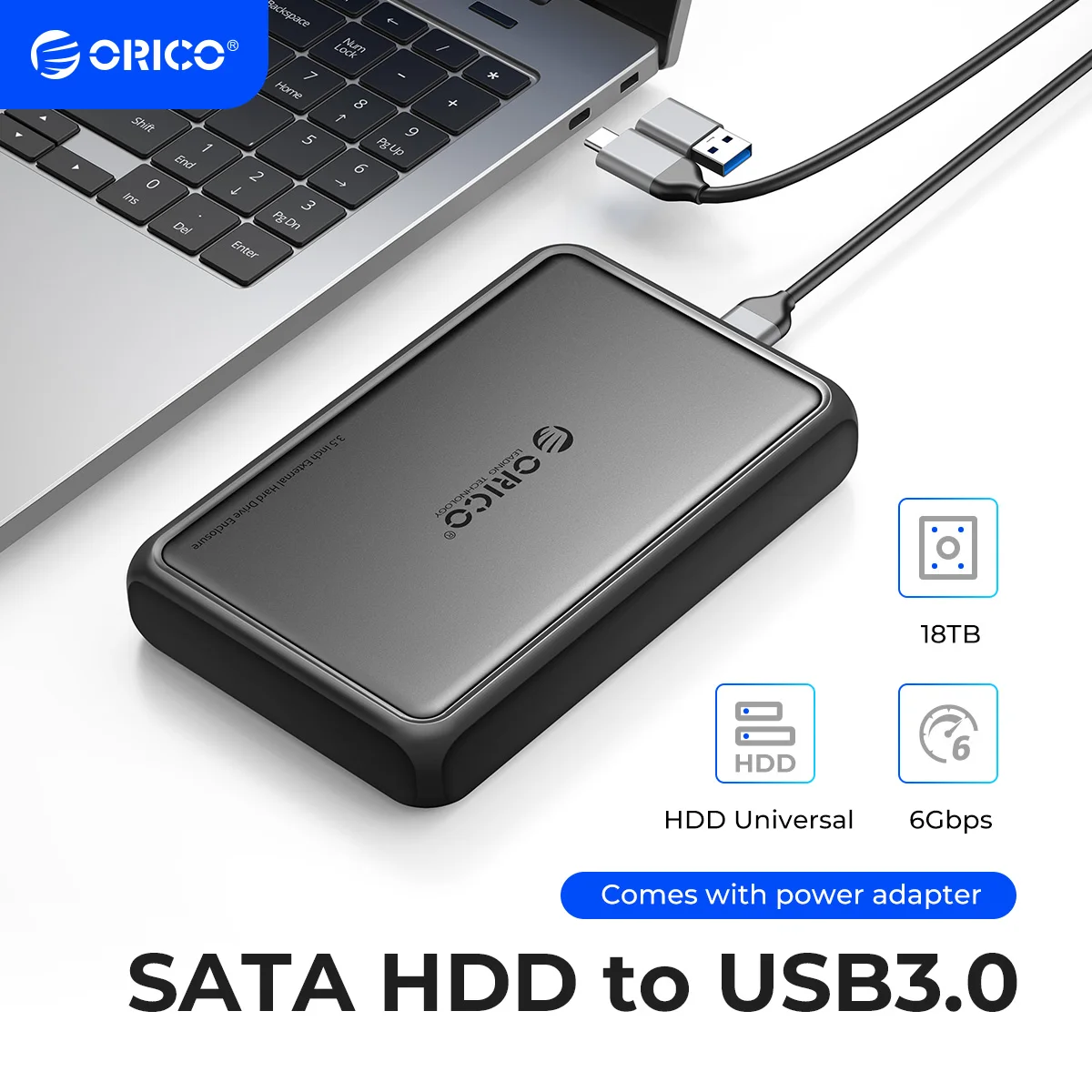 ORICO 3,5 "carcasa de disco duro tipo C 5Gbps SATA a USB3.0 USB3.1 HDD para SSD HDD PC portátil Metal + ABS disipación de calor