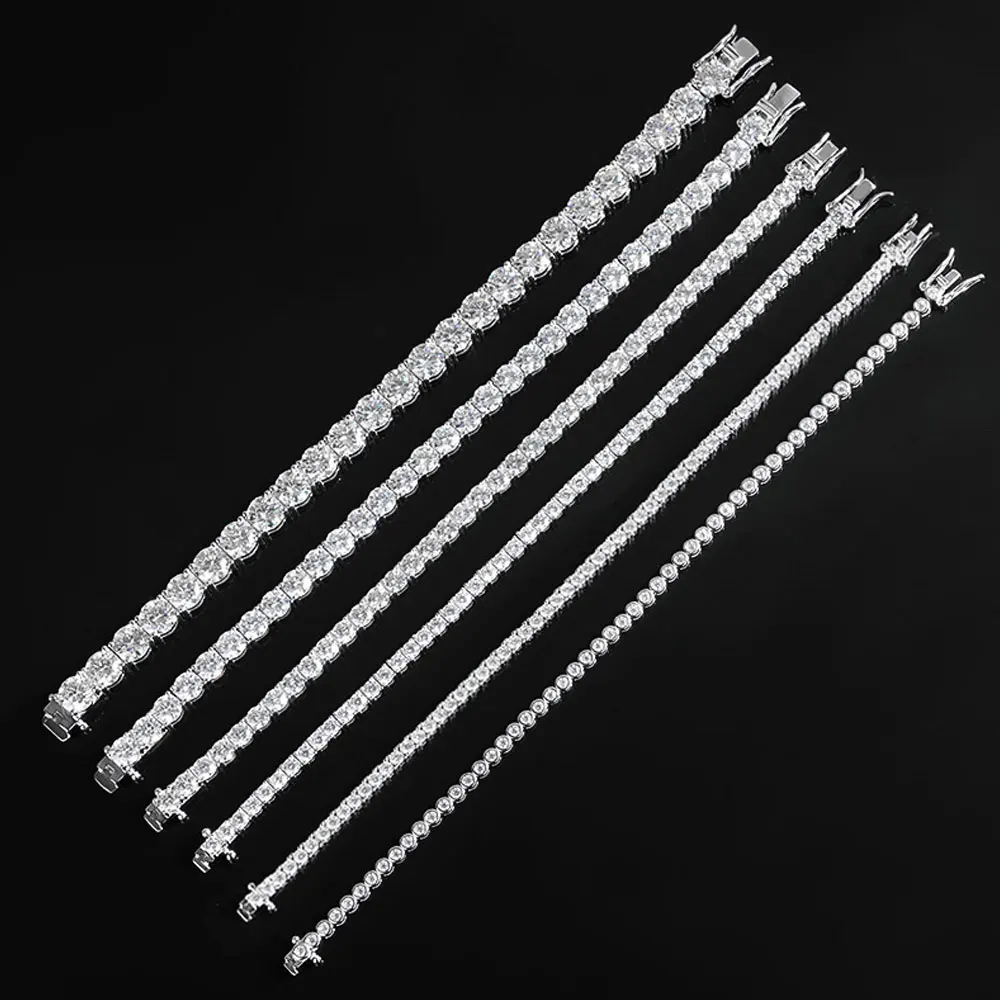 Precio de fábrica D VVS1 pulsera de tenis de moissanita Plata de Ley 925 clásicos de una sola fila con pulseras GRA para mujer hombre joyería