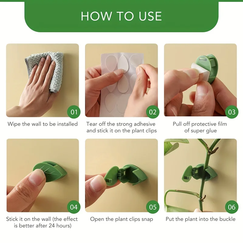 Gancho de fijación autoadhesivo para plantas trepadoras, 10 piezas, Clip de fijación de plantas adhesivas para enredaderas Pothos de jardín