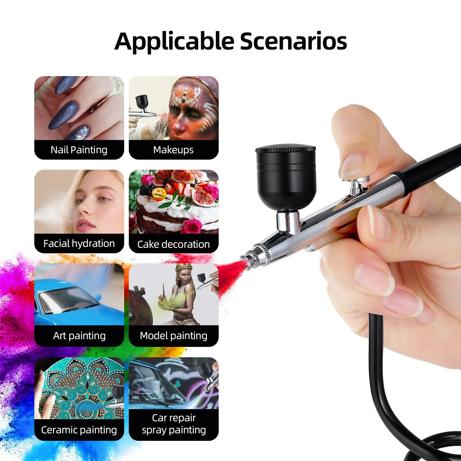 Kit de aerógrafo portátil, Mini compresor de aire, pistola pulverizadora de pintura para decoración de uñas, tatuaje artesanal, pastel, pintura de pastelería, pulverizador hidratante facial