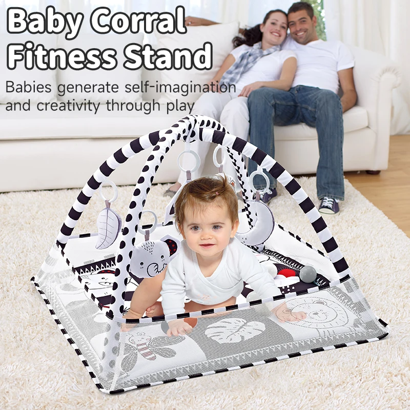 Alfombra de juego para gimnasio para bebé, tapete de juego para niños, estante para actividades de bebé recién nacido, estera de gimnasio de 0 a 36 meses, manta de juego para gatear, juguetes