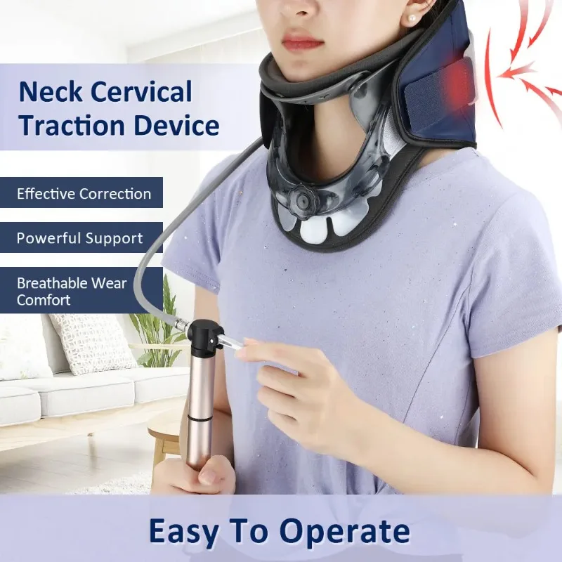 Dispositivo de tracción Cervical inflable, Collar de corrección de columna vertebral ajustable, bomba de aire, soporte de estiramiento del cuello, Brace, alivio del dolor