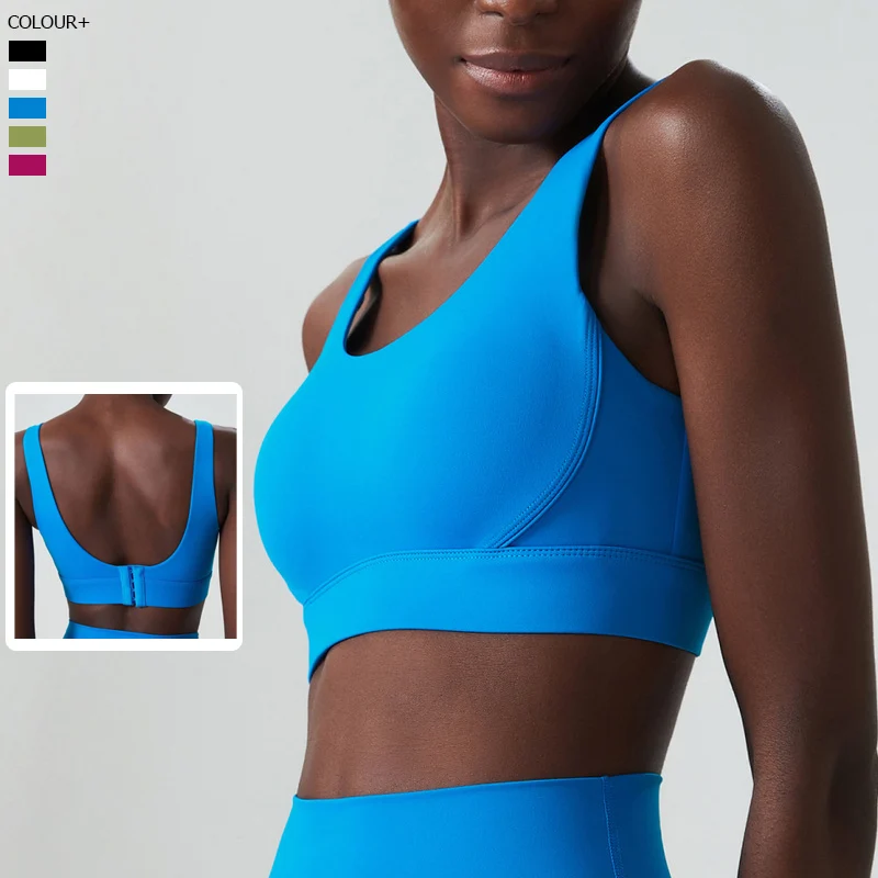 Sujetador de Yoga de alto impacto para mujer, ropa interior deportiva suave, transpirable, con almohadillas fijas para el pecho, Color sólido