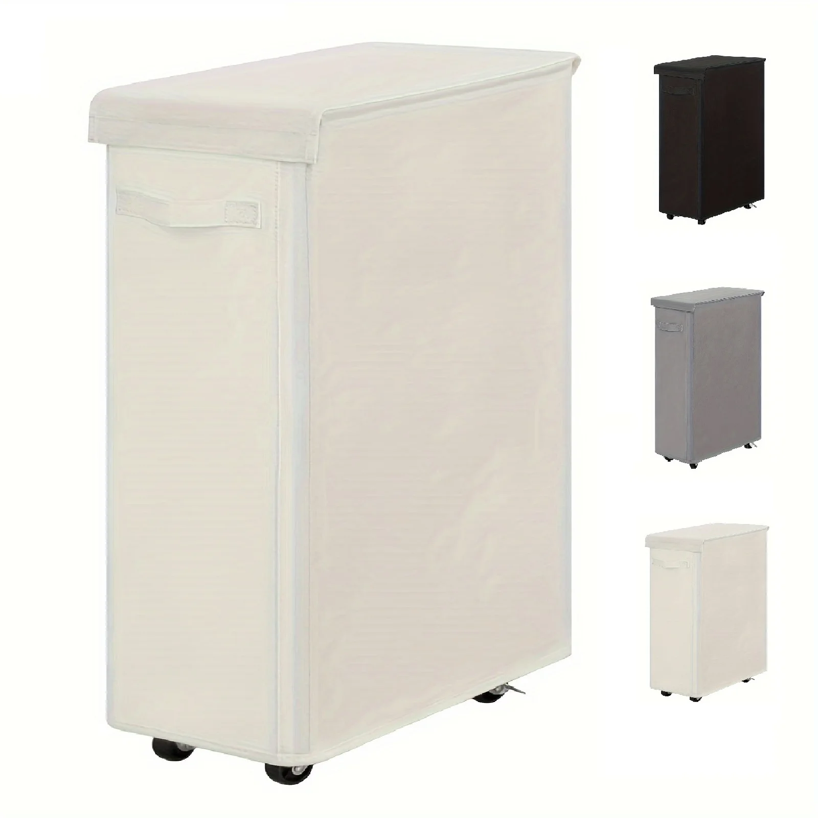 Cesta para la colada con ruedas y tapa, cesto para la colada cerrado, adecuado para dormitorios, bañeras, lavandería, dormitorios, 1 ud.