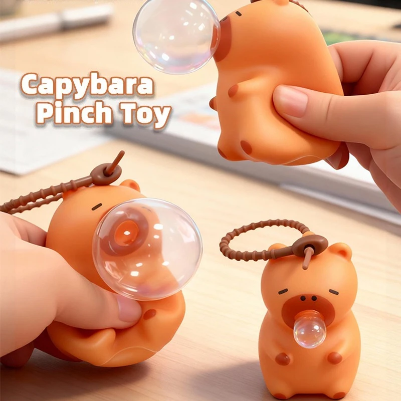 Juguete Antiestrés de Capibara para Apretar y Soplar Burbujas, Divertido, Decoración, Llaveros para Mochila, Juguetes Sensoriales