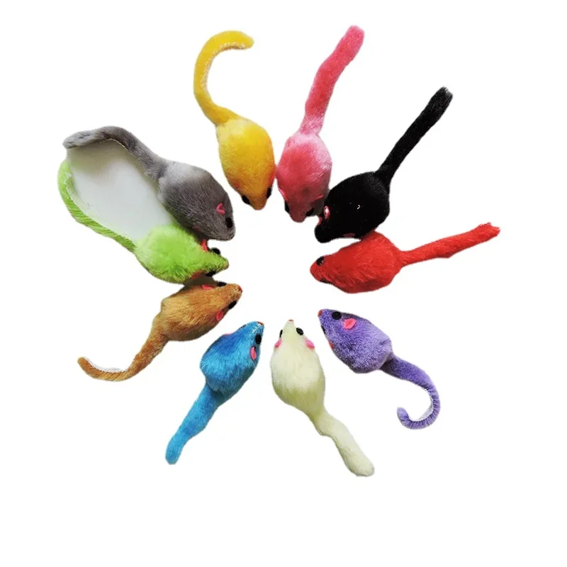 Juguete de peluche para gatos, ratones interactivos suaves y sólidos, juguetes divertidos para gatitos, suministros para juegos de entrenamiento y rascado, 5 uds.