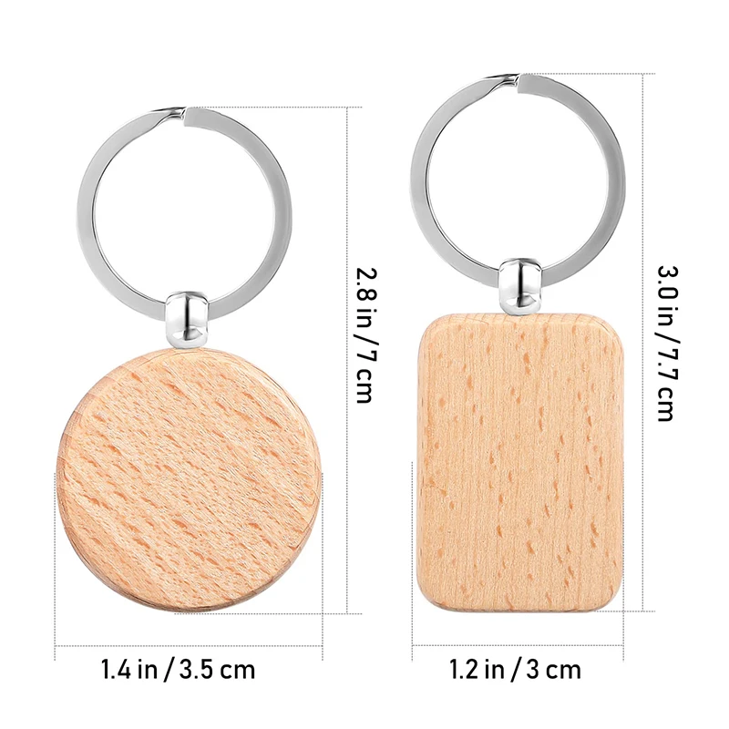 40 Uds. Llavero de madera sin terminar en blanco llavero de madera etiqueta para llave para manualidades de regalo DIY