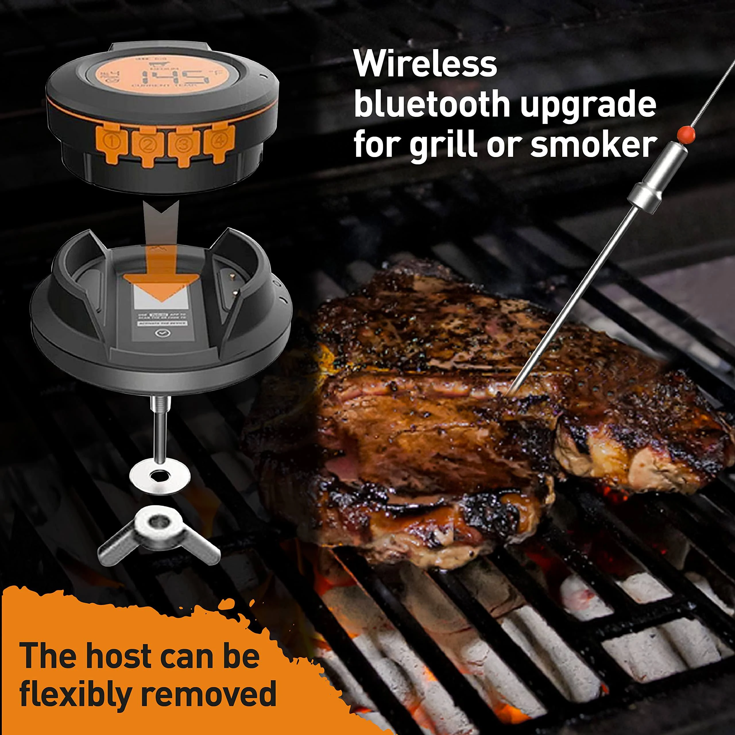 WENMEICE Termómetro inalámbrico Bluetooth para carne y barbacoa, para horno, parrilla, ahumador, barbacoa, cocina digital inteligente, accesorios y herramientas de cocina.