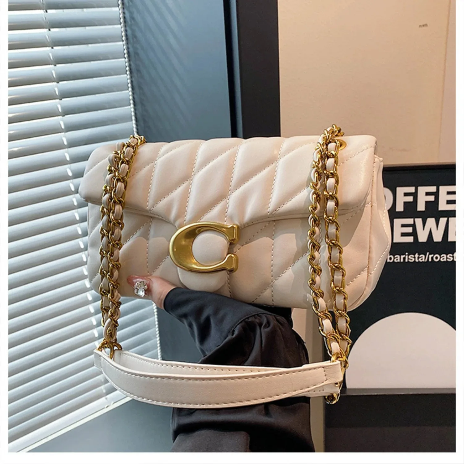 Nuevo Bolso Retro de Hombro - Bolso de Cadena Multiusos con Diseño de Rejilla en Forma de Diamante para Mujer, Bolso Bandolera, Bolso Cuadrado Pequeño