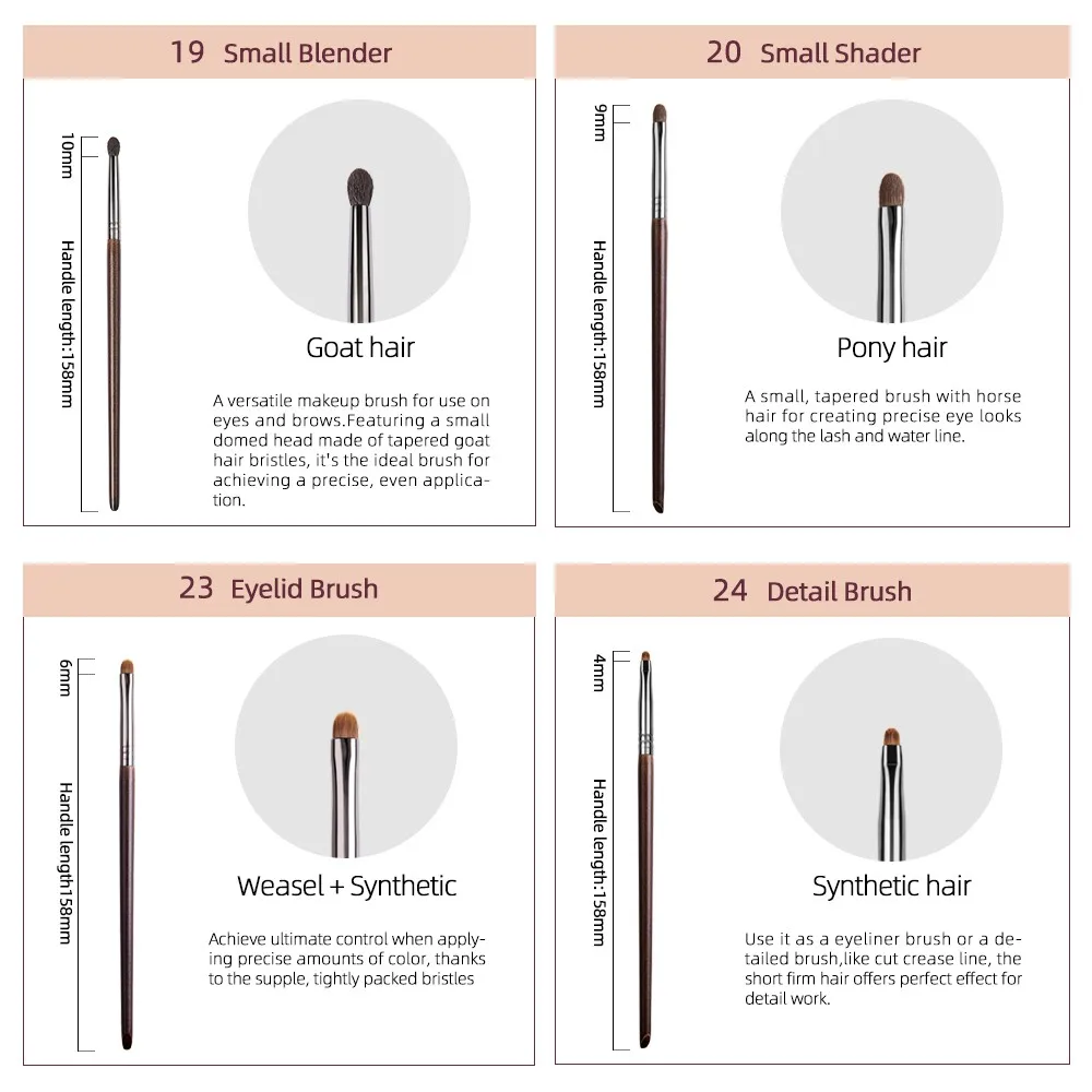 OVW 10 Uds sombra de ojos profesional delineador de ojos licuadora detalle sombreador corto crema para párpados juego de brochas de belleza