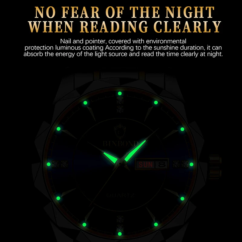 BINBONG, relojes para mujer, reloj de cuarzo de lujo a la moda para mujer, reloj de pulsera de acero inoxidable con fecha luminosa resistente al agua, regalo para amantes de la novia