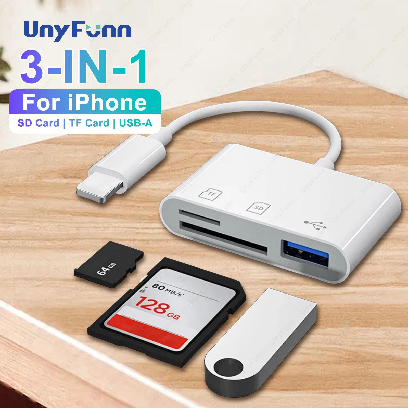 Lector de tarjetas SD TF 3 en 1 para iPhone 14 12 13 11 Pro Max XR XS USB-A convertidor de cámara hembra para adaptador iPhone OTG