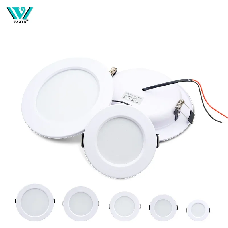 Luz descendente LED 5W 9W 12W 15W 18W cuerpo blanco luz de techo Led redonda DC 12V 24V AC 110V 220V dormitorio cocina iluminación LED interior
