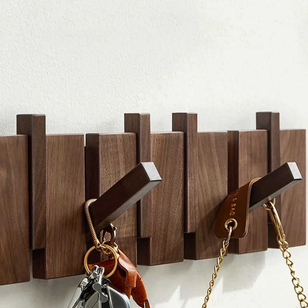 Gancho con forma de tecla de piano, de madera, para la entrada, para colgar abrigos, sombreros, bolsos y llaves. Gancho multifuncional plegable para puerta o pared.