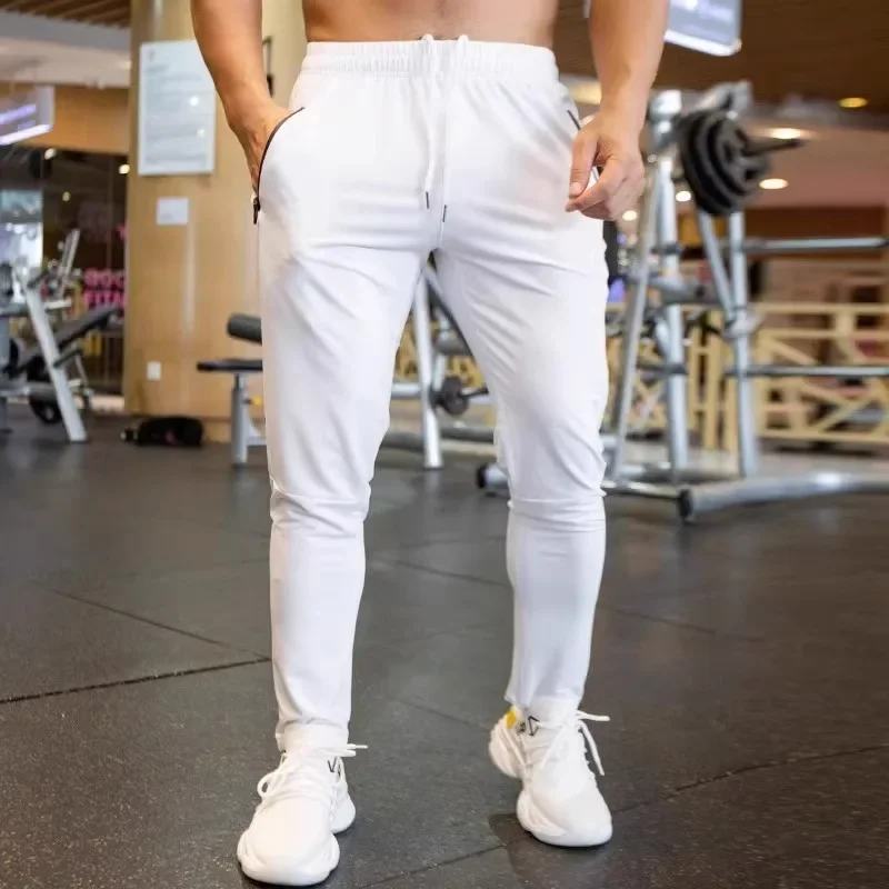 Pantalones Deportivos de Otoño para Hombre, Transpirables, de Spandex, para Correr, Entrenamiento, Gimnasio, Ropa Deportiva Elástica de Secado Rápido, con Bolsillos con Cierre