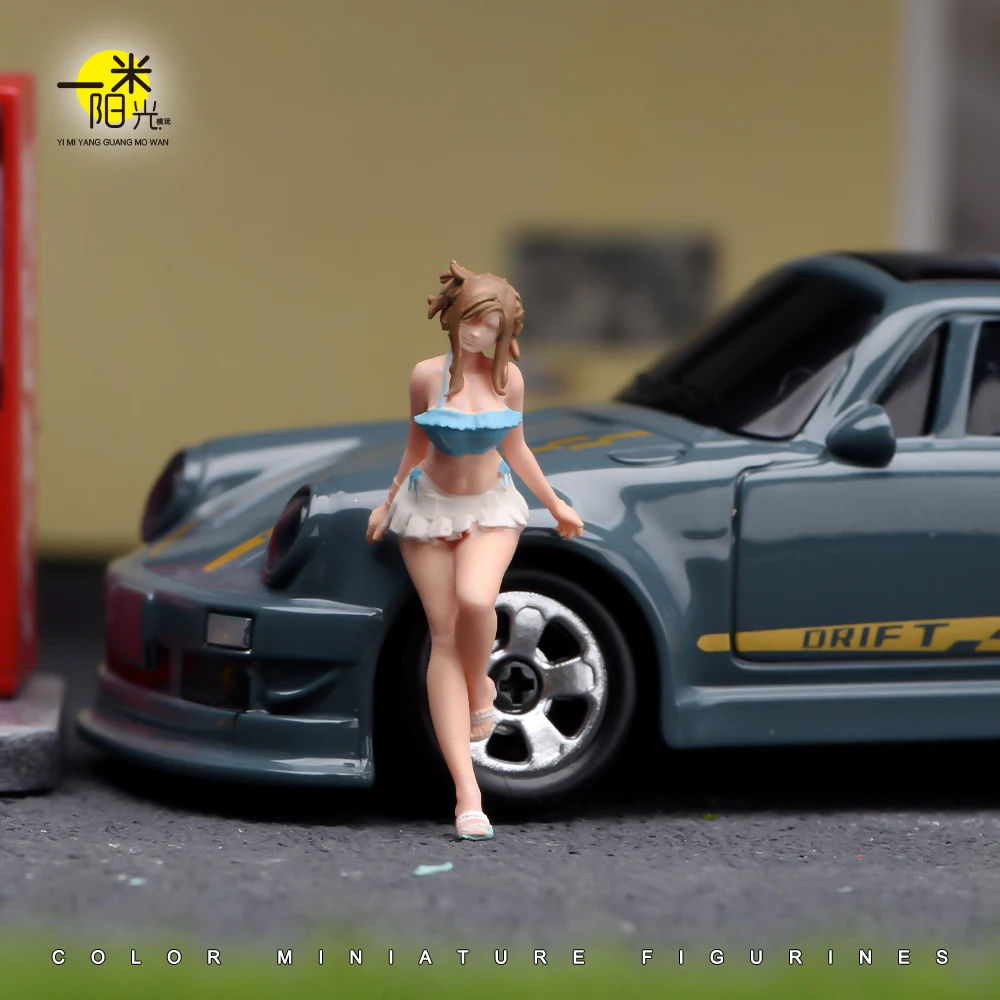 Figura Pintada en Miniatura 1/64, Chica Bonita en Bikini, Escena de Paisajismo Urbano, Accesorios para Modelos de Vehículos, Decoración, Muñeca