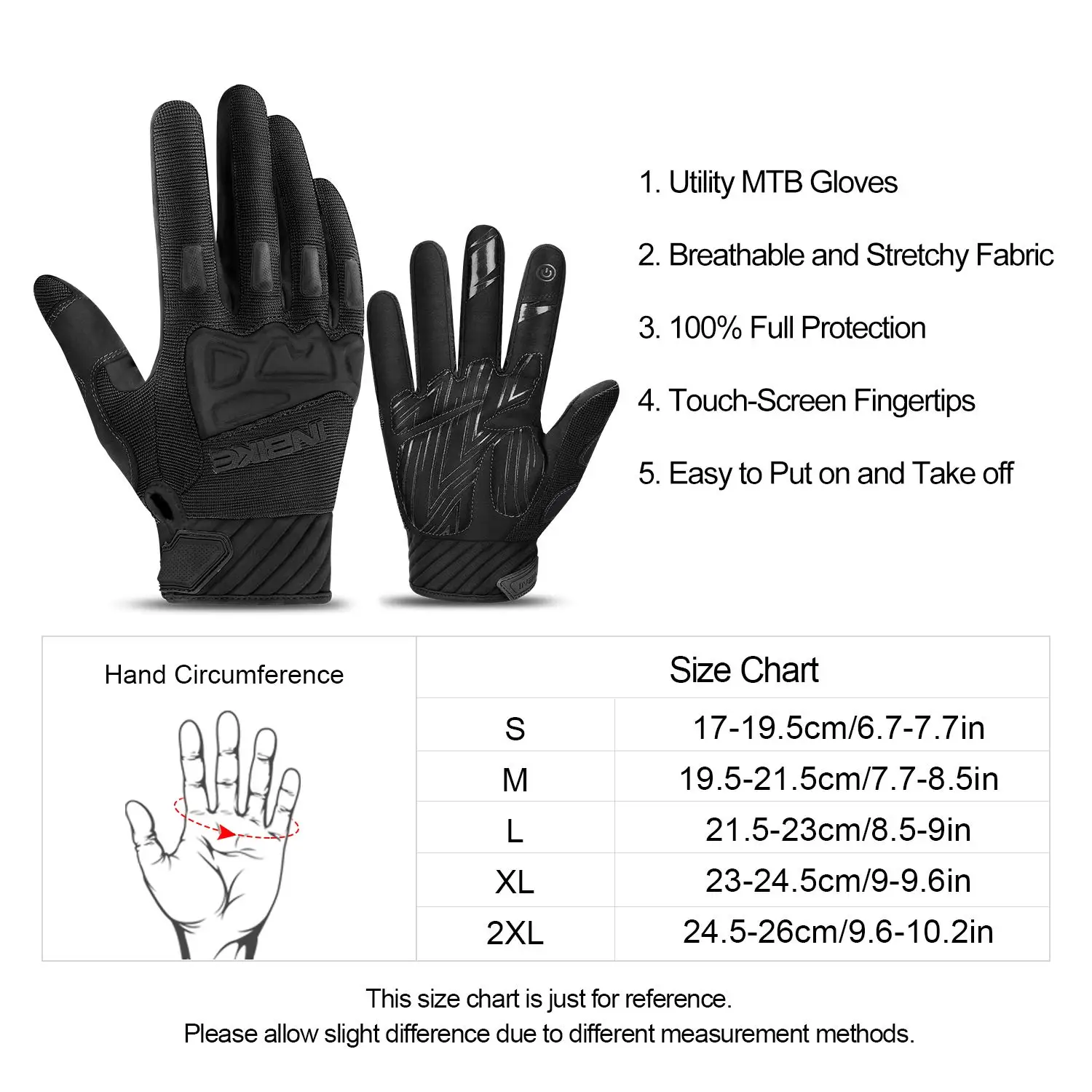 Guantes de Ciclismo INBIKE MTB para Hombre, Guantes Deportivos con Pantalla Táctil para Bicicleta de Montaña, Motocicleta, Ciclismo al Aire Libre, Accesorios para Bicicleta