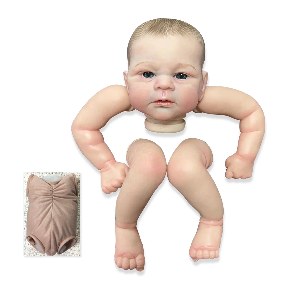 NPK-Muñeca terminada de 19 pulgadas, tamaño ya pintado, Elijah, realista, tacto suave, piezas de muñeca terminadas flexibles con cuerpo y ojos