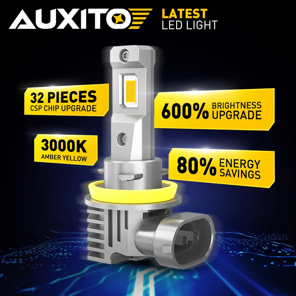 AUXITO 2 Piezas 16000LM H8 H11 Bombillas LED CSP para Faros Antiniebla HB4 9006 9005 HB3 Lámpara LED para BMW Toyota 6500K Blanco Amarillo
