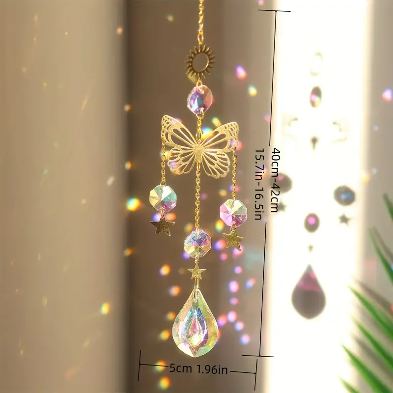1 Atrapasueños de Cristal con Forma de Mariposa - Prisma de Vidrio que Refleja la Luz para Decoración del Hogar, Jardín y Coche