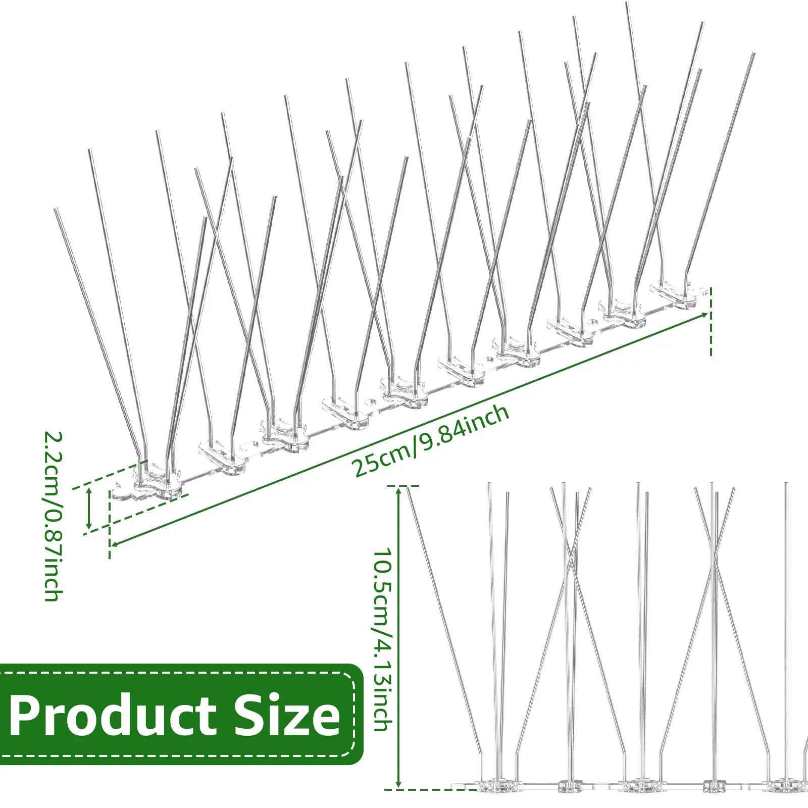 Juego de repelente de aves de acero inoxidable, 12 Uds., picos para palomas, disuasivo, antiaves, palomas, ardilla, gatos, repelente para techo de valla de jardín