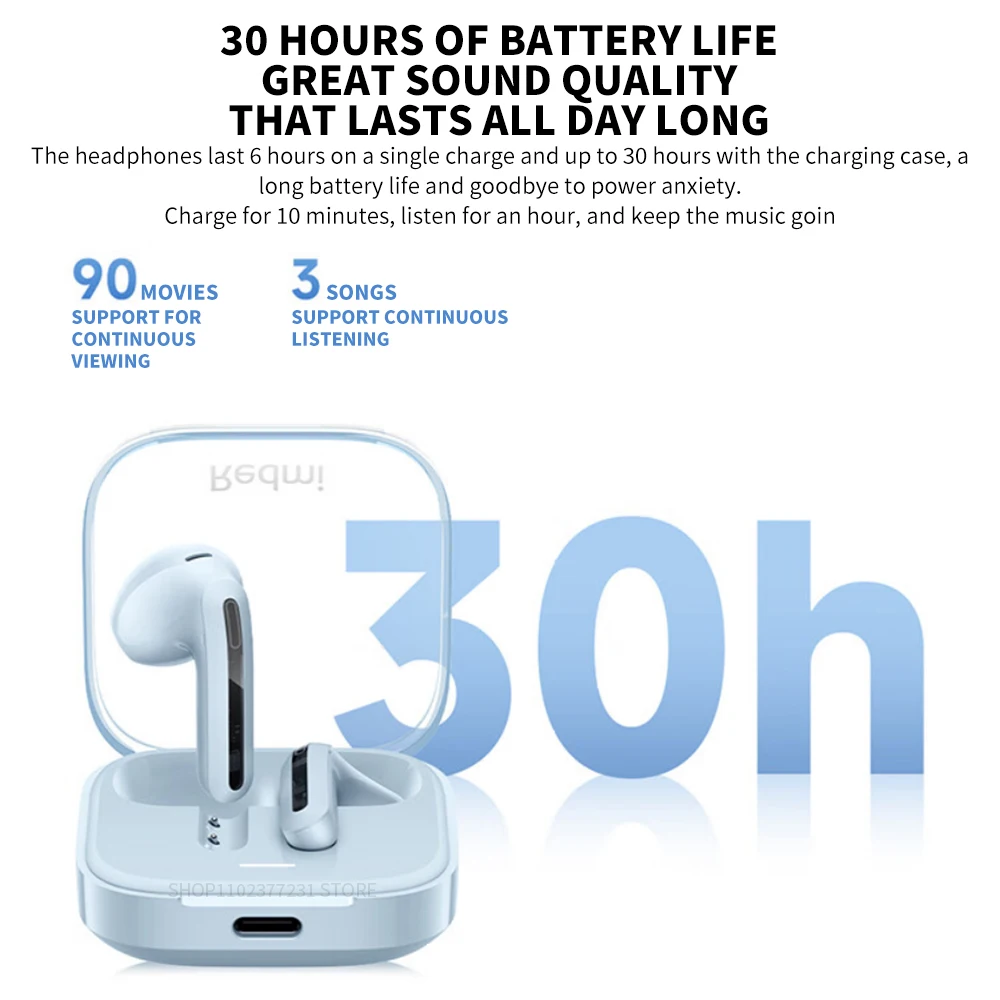 Nuevos Redmi Buds 6 Vitality Edition, Auriculares Bluetooth 5.4 con Reducción de Ruido, 30 Horas de Duración de la Batería, 5 Modos de Sonido, Auriculares Inalámbricos