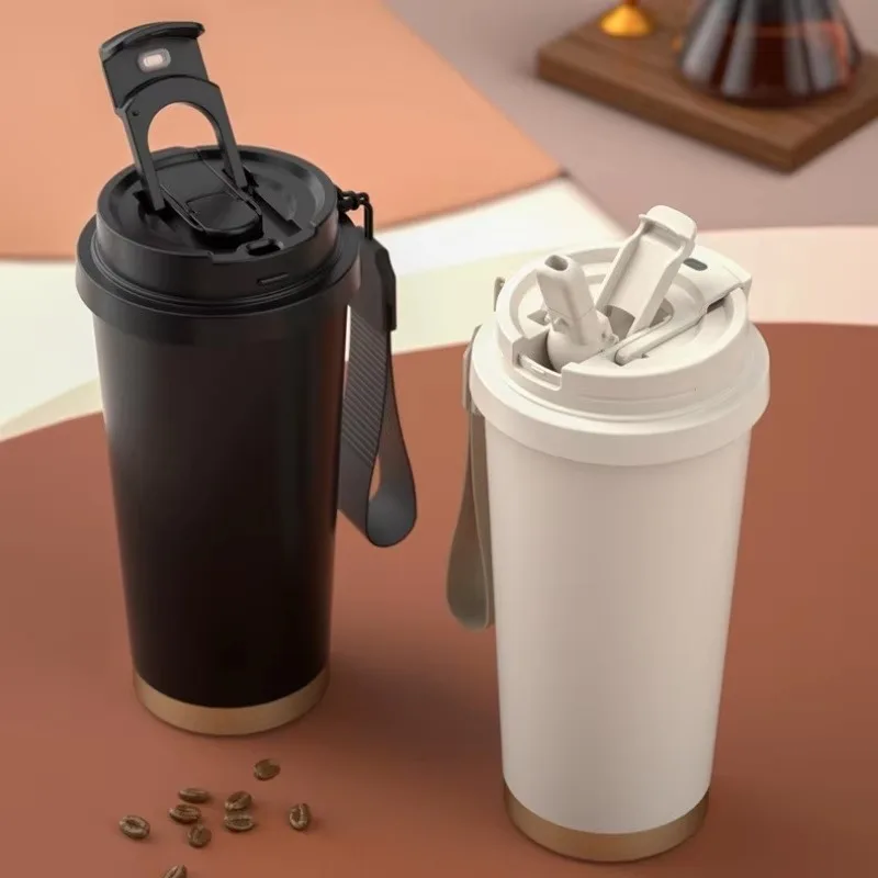 Frascos de vacío de cerámica de gran capacidad, termos reutilizables de doble pared, taza de café de acero inoxidable, taza aislada, artículos para beber para el hogar
