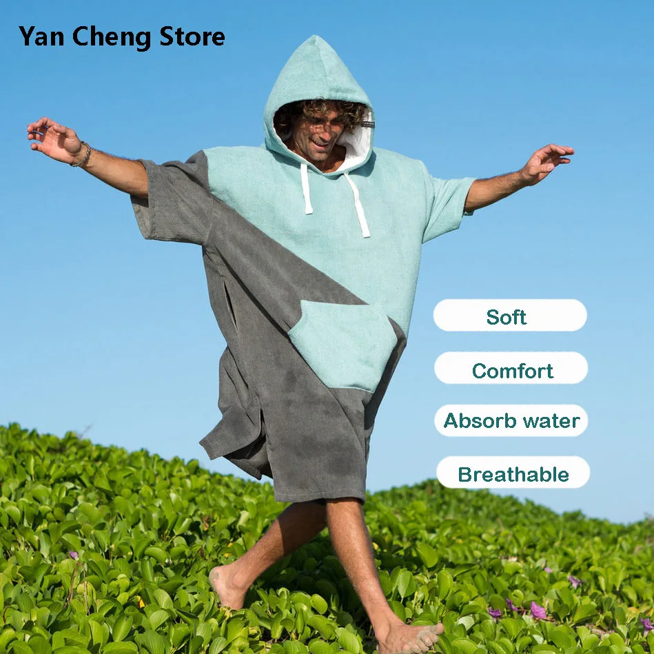 Albornoz con capucha para natación y buceo, poncho grueso para cambiarse, toalla de microfibra que mantiene el calor, a prueba de viento, para invierno, surf, de secado rápido