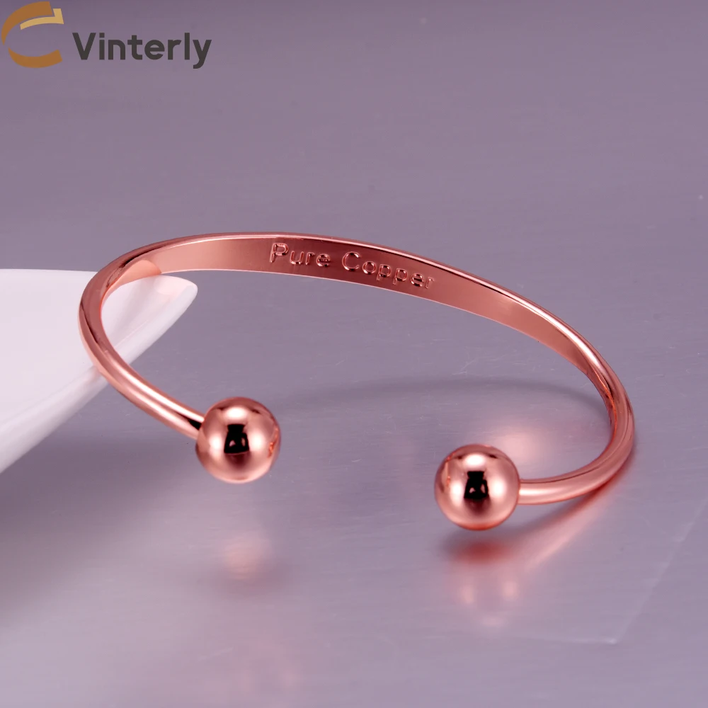Pulseras de Cobre Puro Vinterly, Magnéticas, Brillantes y Ajustables, Alivio del Dolor de Artritis, Joyería Magnética para la Salud, Anti Radiación