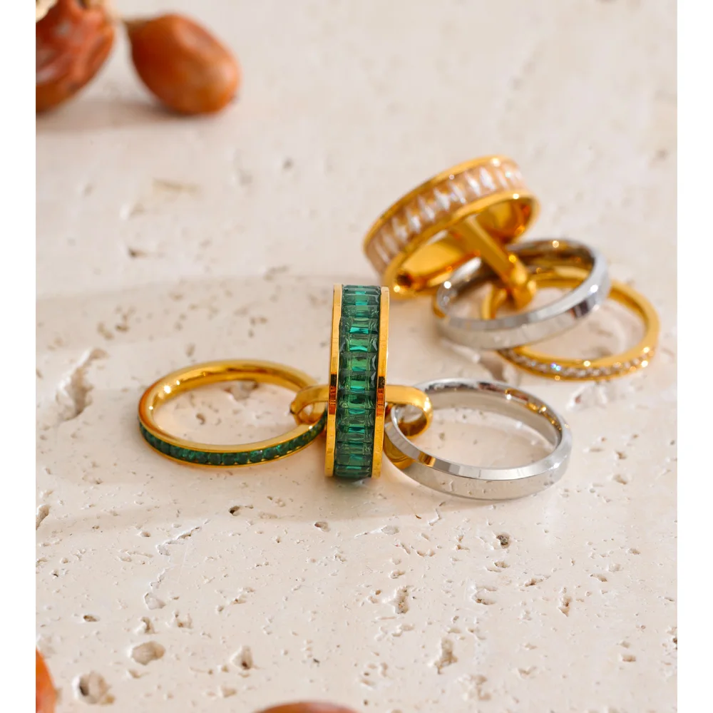 Anillo Apilable de Acero Inoxidable con Circonita Cúbica Yhpup Talla 678, Joyería Delicada de Alta Calidad, Popular, Novedades 2026