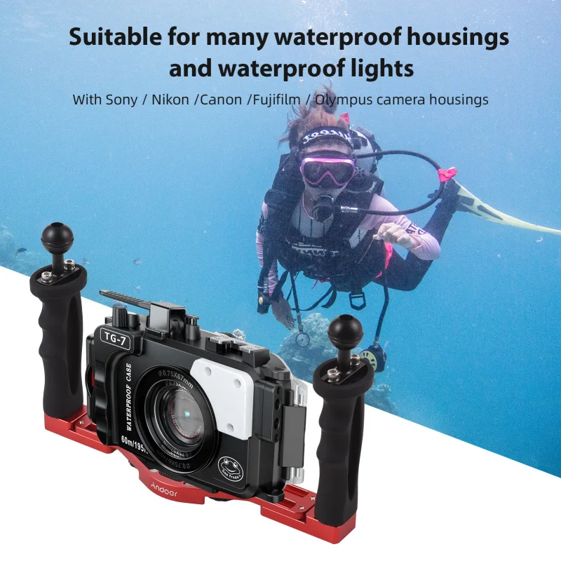 Andoer-Soporte de carcasa de buceo para cámara GoPro, Canon, Sony, Nikon, DSLR