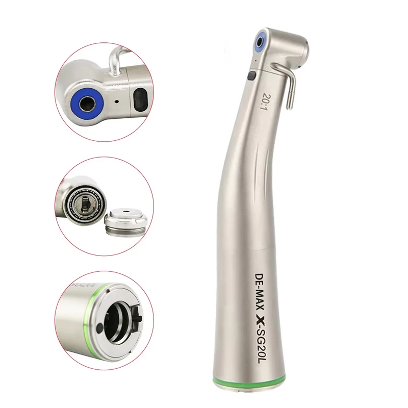 Pieza de mano Dental 20:1 LED de baja velocidad, anillo verde, fibra óptica, contraángulo, implante de odontología, pieza de mano SG20L