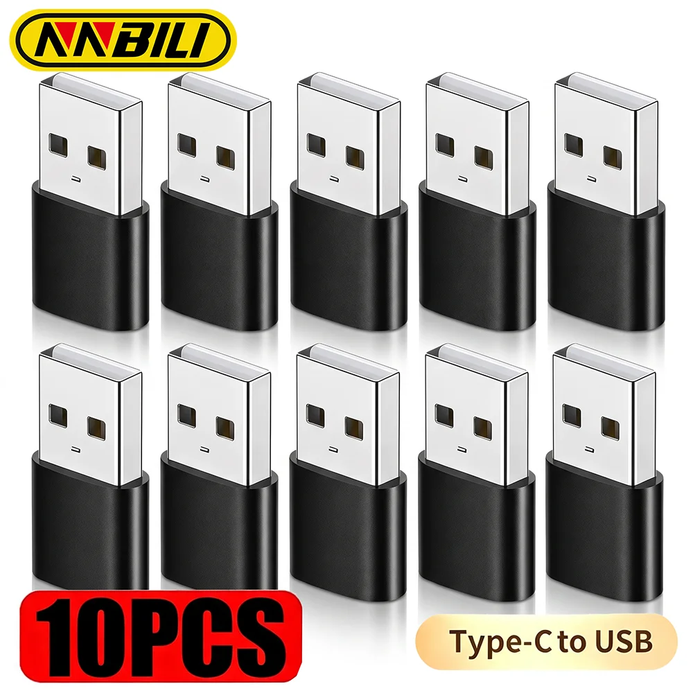 NNBILI Paquete de 10 adaptadores USB a USB C, USB C hembra a USB macho, carga súper rápida y convertidor OTG para iPhone, Xiaomi, Huawei, portátil