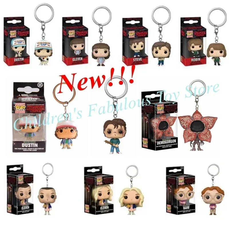 13 estilos FUNKO Pocket Stranger llavero Eleven Dustin Barb Steve Demogorgon figuras de acción juguetes cosas con caja
