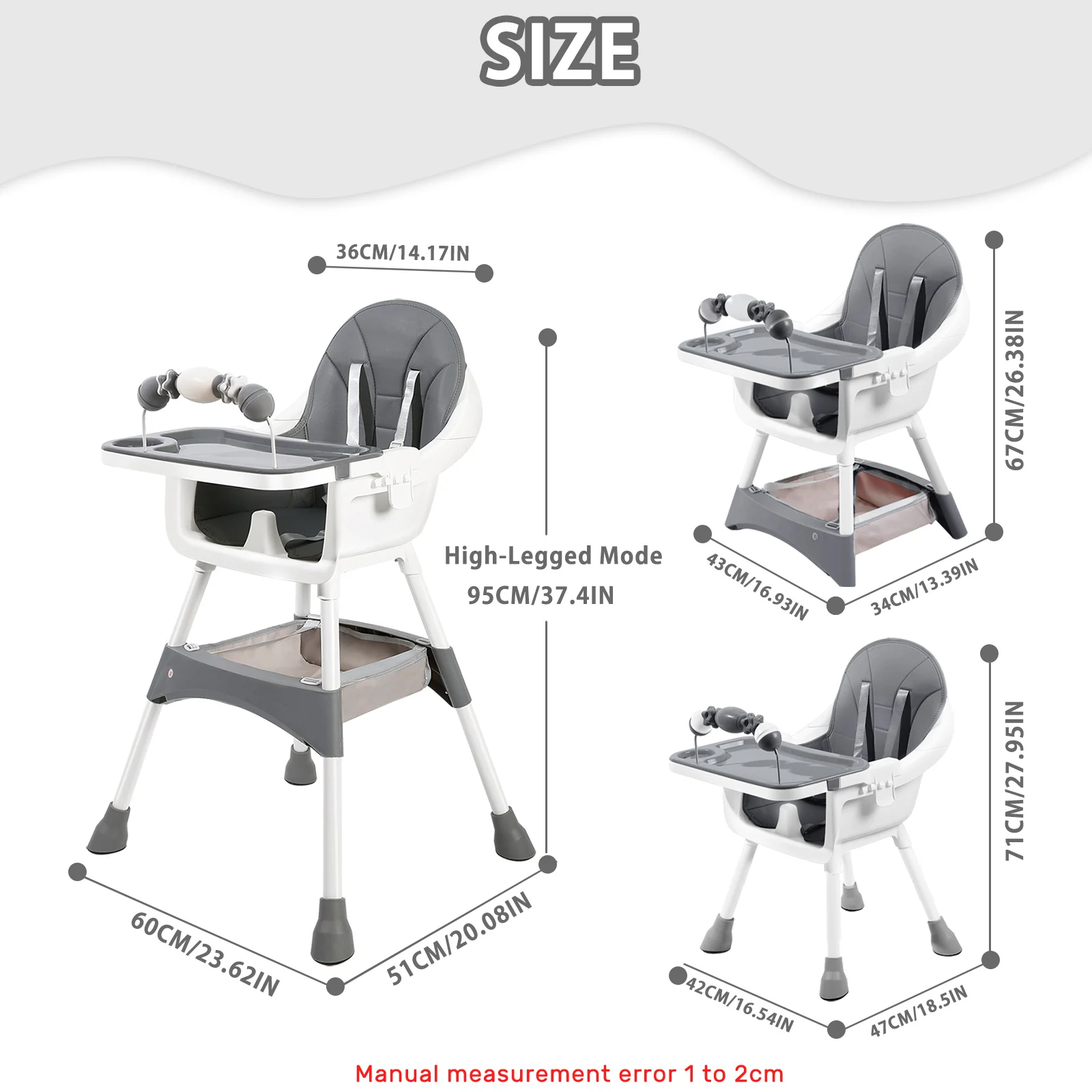 Silla alta para bebé, sillas de comedor portátiles para bebé, silla alta convertible para comer y jugar con plato de cena de doble capa y estante para juguetes