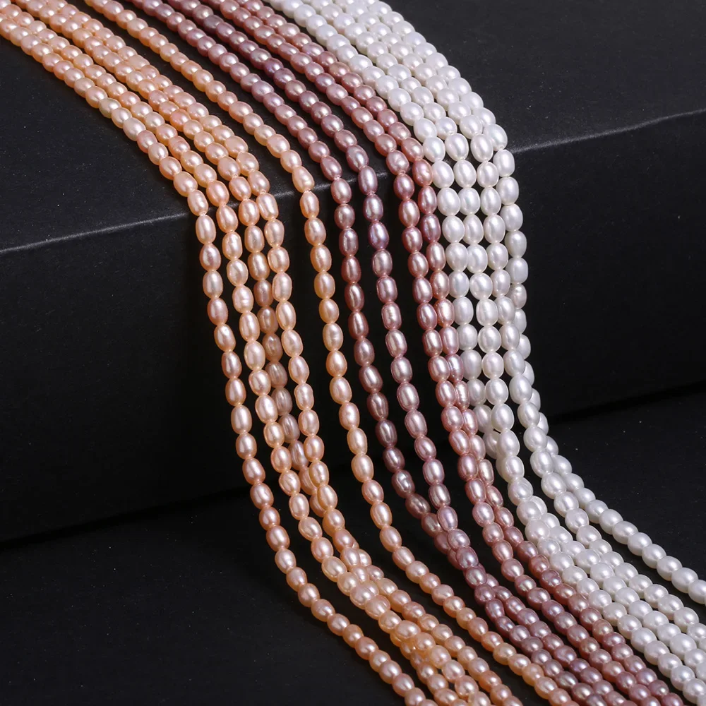 4-5mm AA perla Natural de agua dulce arroz blanco rosa púrpura punzón cuentas sueltas para hacer joyería DIY pulsera collar Accesorios