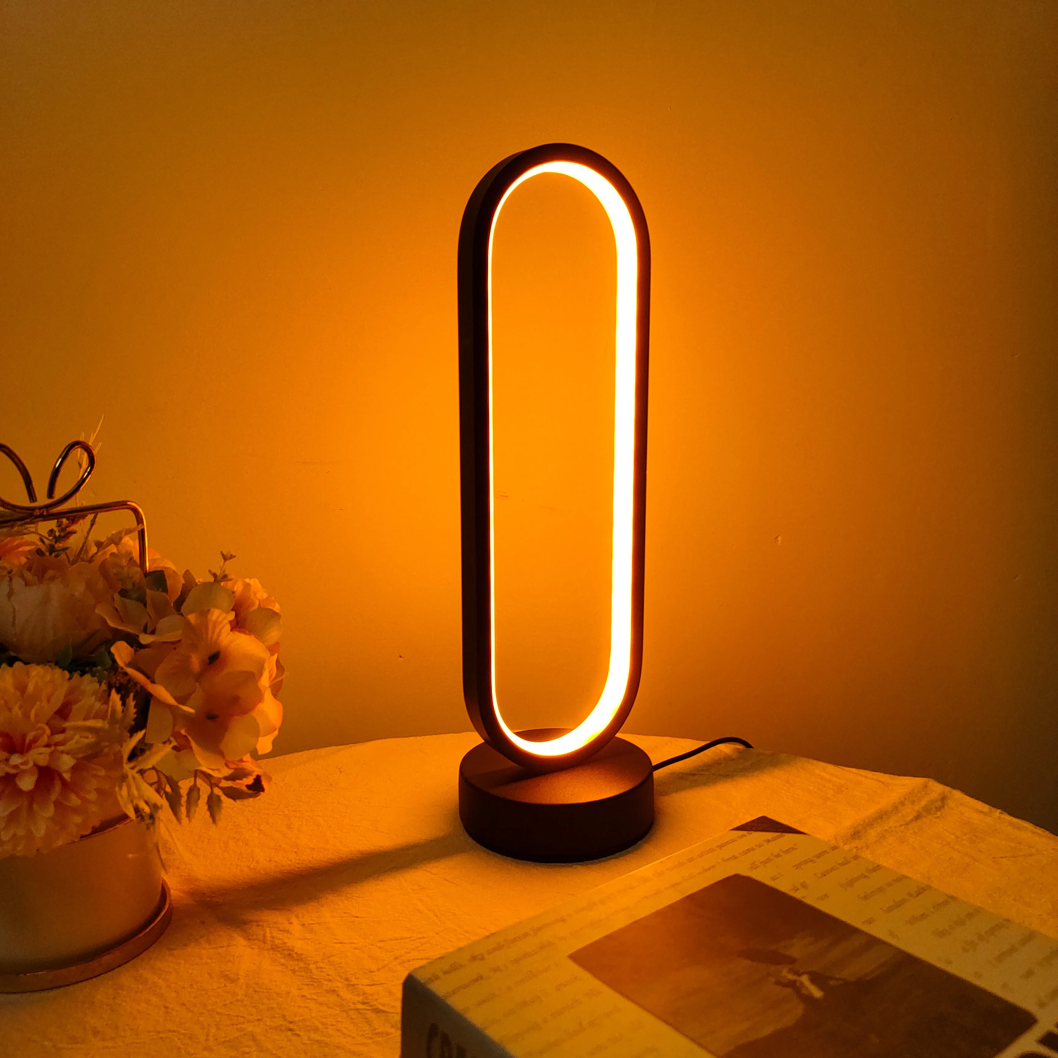 Lámpara de noche LED de tres colores con regulación de intensidad para dormitorio, sala de estar, lámpara de cabecera, 1 unidad