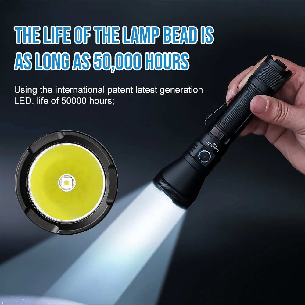 Linternas Led tácticas del ejército Trustfire T40R, 1800 lúmenes, lámpara recargable de haz de 550 metros, antorcha militar IP68 con carga USB